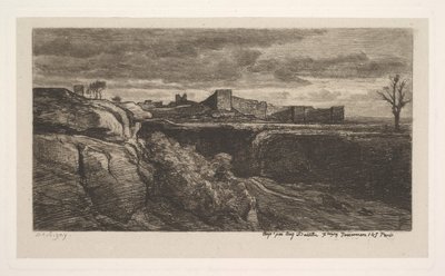 Ruiny zamku Crèmieux Isère, 1850. autorstwa Charles Francois Daubigny