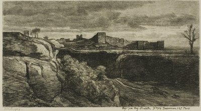Ruiny zamku Crémieux (Isère) autorstwa Charles Francois Daubigny