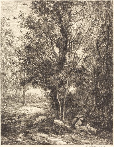 Pasterz i Pasterka (Le Berger et la bergere) autorstwa Charles Francois Daubigny