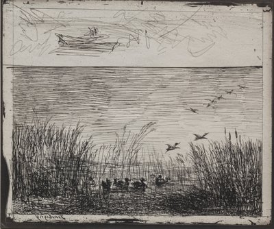 Bagno z kaczkami, oryginalne wrażenie 1862, wydrukowane w 1921. autorstwa Charles Francois Daubigny