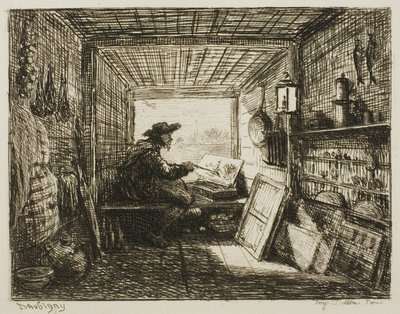 Studio łodzi, z wycieczki statkiem autorstwa Charles Francois Daubigny