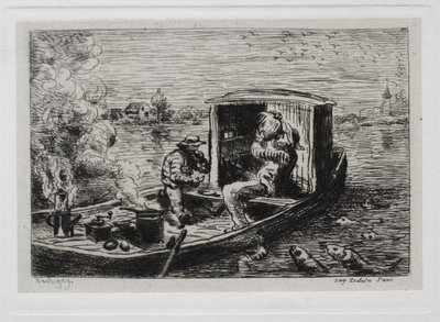 Rejs statkiem: Guzzling lub lunch na łodzi autorstwa Charles Francois Daubigny