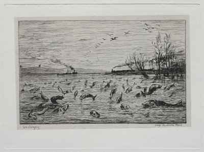 Rejs statkiem: radość z ryby przy odlocie chłopca pokładowego The Fish, 1861. autorstwa Charles Francois Daubigny