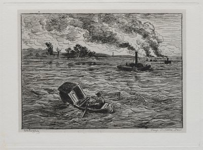 Rejs statkiem: parowce lub uważaj na parowce, 1861. autorstwa Charles Francois Daubigny