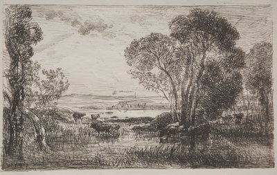Maszyna hydrauliczna, oryginalny odcisk 1862, wydrukowany w 1921 roku. autorstwa Charles Francois Daubigny