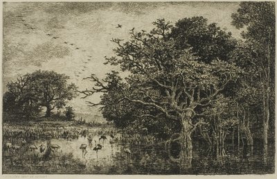 Bagno z bocianami autorstwa Charles Francois Daubigny