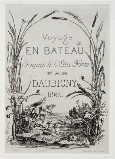Frontyspis tytułowy do albumu: Rejs statkiem, 1861. autorstwa Charles Francois Daubigny