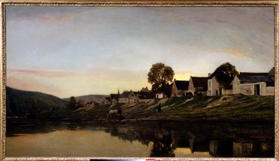Wieś niedaleko Bonnieres Obraz Charlesa Francois Daubigny (1817-1878) 1861 Ze zbiorów prywatnych. autorstwa Charles Francois Daubigny