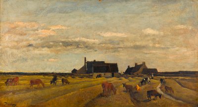 „„Widok farmy w Kerity w Bretanii”” (Farma w Kerity, Bretania) Obraz Charles-Francois (Charles Francois) Daubigny (1817-1878) Wymiary 64x101 cm Olej na płótnie Gemeentemuseum Den Haag autorstwa Charles Francois Daubigny