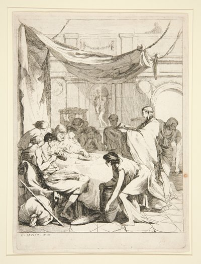 Nakarmić głodnych, z cyklu Sept Oeuvres de Misericorde autorstwa Charles Francois Hutin