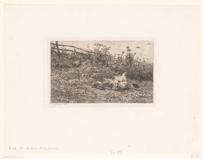 Kip stawia kuikens Kura i jej pisklęta autorstwa Charles François Daubigny (attributed to)