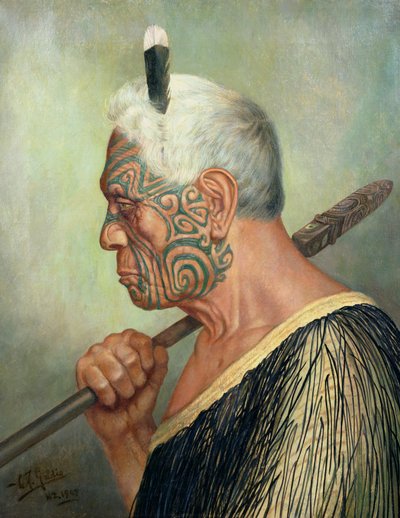 Maoryski wojownik autorstwa Charles Frederick Goldie