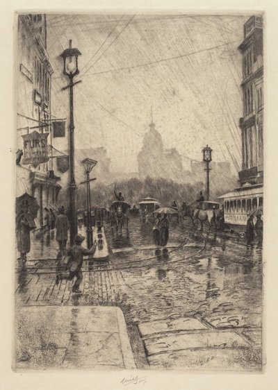 Deszczowy dzień, Broadway autorstwa Charles Frederick William Mielatz