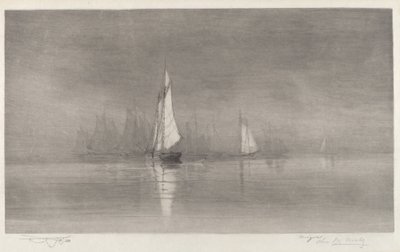 Scena portowa bez tytułu z żaglówkami, ok. 1930 r. 1900. autorstwa Charles Frederick William Mielatz