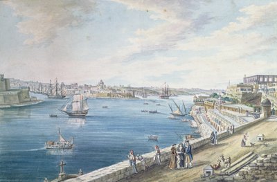 Wielki Port, Valletta, Malta (wc) autorstwa Charles Frederick de Brocktorff
