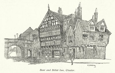 Bear and Billet Inn, Chester (litografia) autorstwa Charles George Harper