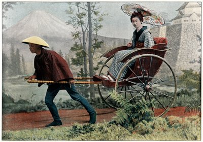 Riksza, Przewóz Japonii, ok. 1890 r. autorstwa Charles Gillot
