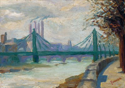 Elektrownia Battersea z Chelsea Embankment (olej na desce) autorstwa Charles Ginner