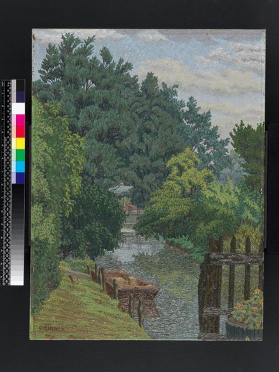 Łódka w strumieniu Mill, ok. 1930 r autorstwa Charles Ginner