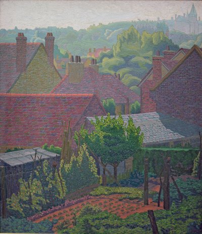 Dachy wioski (olej) autorstwa Charles Ginner