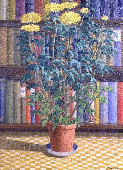Żółte chryzantemy w doniczce autorstwa Charles Ginner
