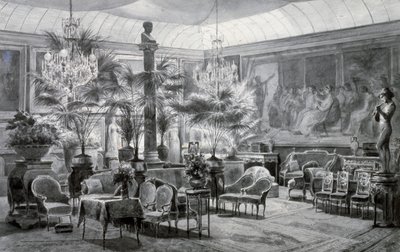 Ogród zimowy księżniczki Matyldy, gwasz i rysunek tuszem, Charles Giraud (1819-1892) autorstwa Charles Giraud