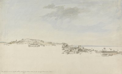 Lizbona, z klasztoru św. Franciszka z Cytadeli, 1774 (wc z piórem i atramentem nad grafitem na papierze) autorstwa Charles Gore