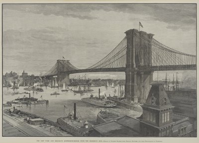 Most wiszący w Nowym Jorku i Brooklynie od strony Brooklynu, koniec XIX wieku autorstwa Charles Graham