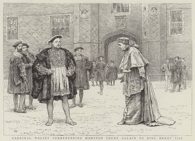 Kardynał Wolsey poddający pałac Hampton Court królowi Henrykowi VIII autorstwa Charles Green