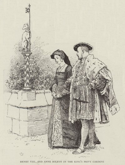 Henryk VIII i Anna Boleyn w Królewskich Ogrodach Tajnych autorstwa Charles Green