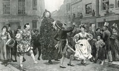 Jack-in-the-Green - scena z majowego dnia sześćdziesiąt lat temu (tj. ok. 1830) autorstwa Charles Green