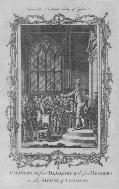 Karol I domagający się pięciu członków Izby Gmin, 1773. autorstwa Charles Grignion