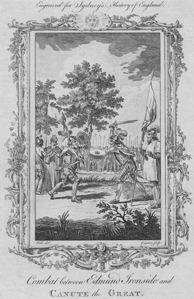 Walka między Edmundem Ironside i Kanutem Wielkim, 1773. autorstwa Charles Grignion