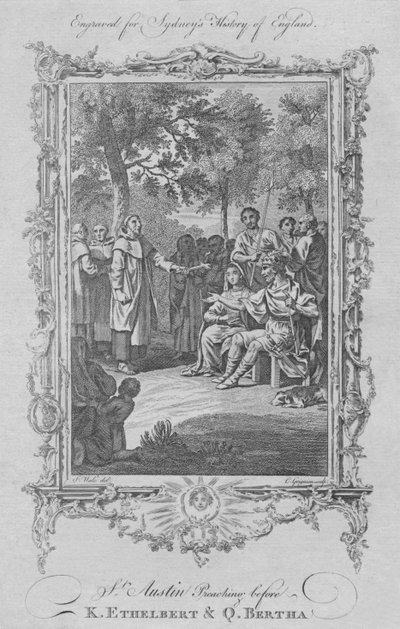 Przemówienie św. Augustyna przed królem Ethelbertem i królową Bertą, 1773. autorstwa Charles Grignion