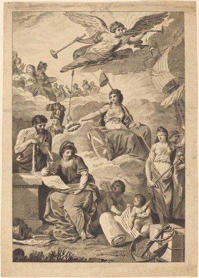 Britannia ukoronuje historię autorstwa Charles Grignion, after Conrad Martin Metz
