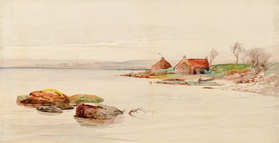 Scena wybrzeża z domkami (akwarela) autorstwa Charles Gustav Louis Phillips