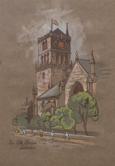 Stara Wieża, Dundee (ręcznie barwiony nadruk) autorstwa Charles Gustav Louis Phillips