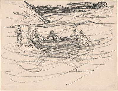 Wodowanie łodzi ratunkowej autorstwa Charles H. Woodbury
