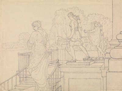 Ganek z posągami, Easton Neston, Northants autorstwa Charles Hamilton Smith