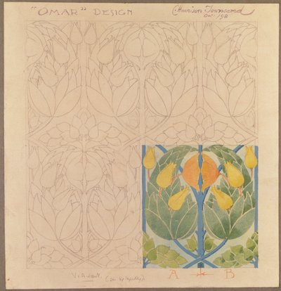 Omar, projekt na dwójnę z jedwabiu i wełny, 1898 (jedwab i wełna) autorstwa Charles Harrison Townsend