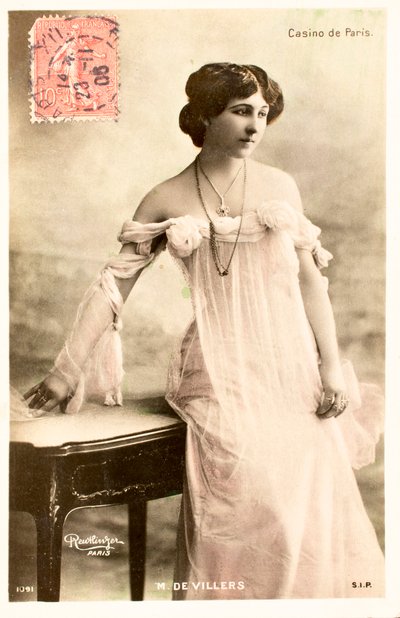 Stara pocztówka/M de Villers/Aktorka/Casino de Paris autorstwa Augustus Kollner