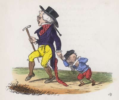 Marzenie małego chłopca o tym, że on i jego dziadek zamieniają się miejscami (kolorowy grawerunek) autorstwa Charles Henry (after) Bennett