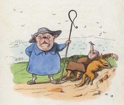Pasterz leniwy (kolorowy grawerunek) autorstwa Charles Henry (after) Bennett