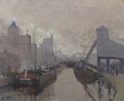 Canal de Roubaix, ok. 1910 (olej na płótnie) autorstwa Charles Henry Bizard
