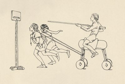 Chłopcy grający w Riding at the Quintain Romance of Alexander, około 1340. Bodleian, 1931 autorstwa Charles Henry Bourne Quennell