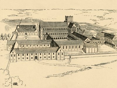 Klasztor Benedyktynów z zewnątrz, 1931 autorstwa Charles Henry Bourne Quennell