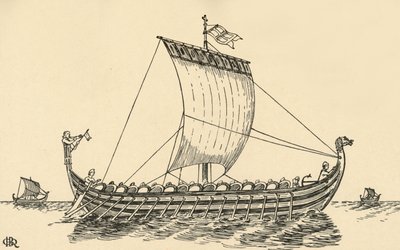 Norman Ship na podstawie gobelinu z Bayeux, 1931 autorstwa Charles Henry Bourne Quennell