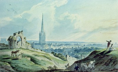 Widok na Norwich, ze wzgórza Mouseshold, w pobliżu ruin zamku Ketts autorstwa Charles, II Catton