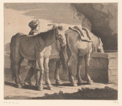 Konie do picia Masete de Normandie (tytuł na obiekcie) Seria zwierzęca (tytuł serii) autorstwa Charles II Errard (attributed to)