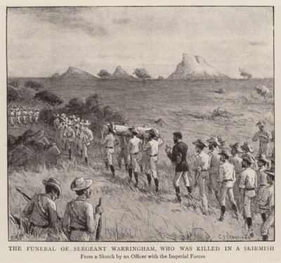 Pogrzeb sierżanta Warringhama, który zginął w potyczce (rycina) autorstwa Charles J. (after) Staniland